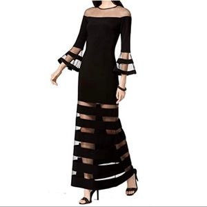 Betsy & Adam Black Illusion Mesh Dress